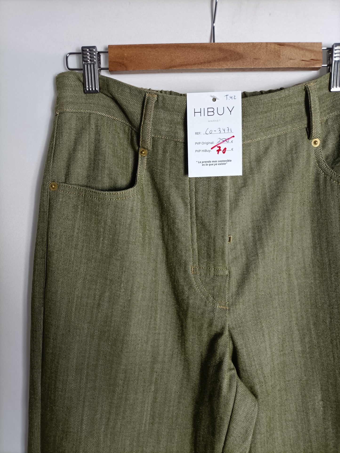 MOMONI. Heathered green trousers. Size 42