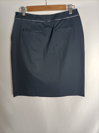 PEDRO DEL HIERRO.Falda azul detalles plata T.40