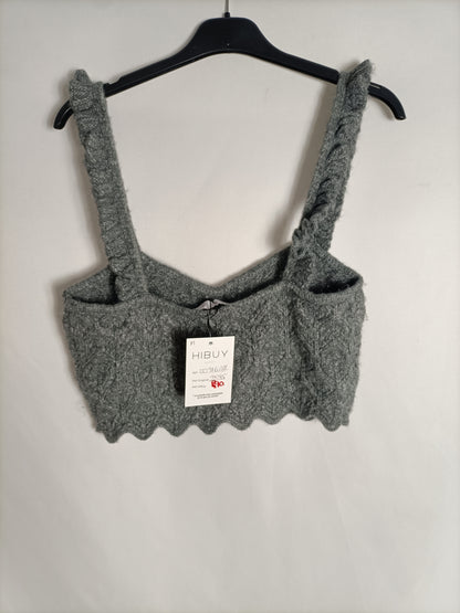 ZARA. Grey knit crop top Tm