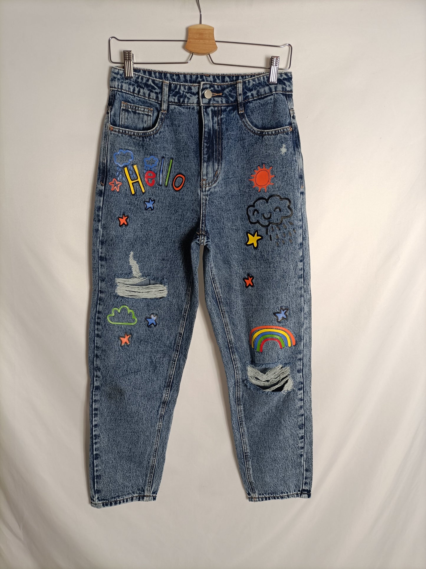 SHEIN. Pantalón parches denim T.s