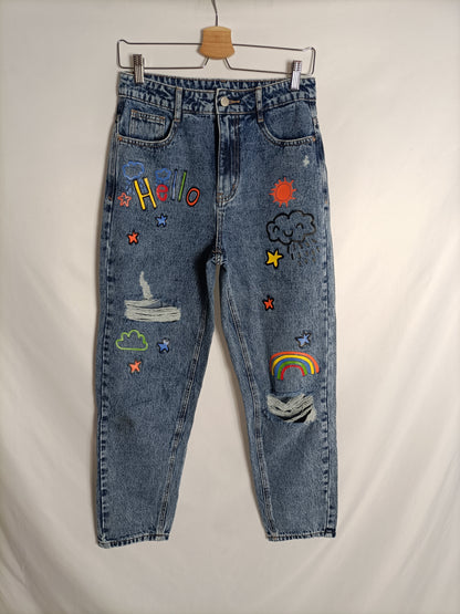 SHEIN. Pantalón parches denim T.s