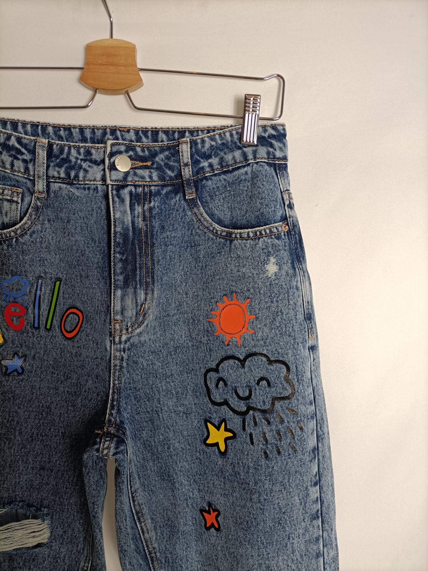 SHEIN. Pantalón parches denim T.s