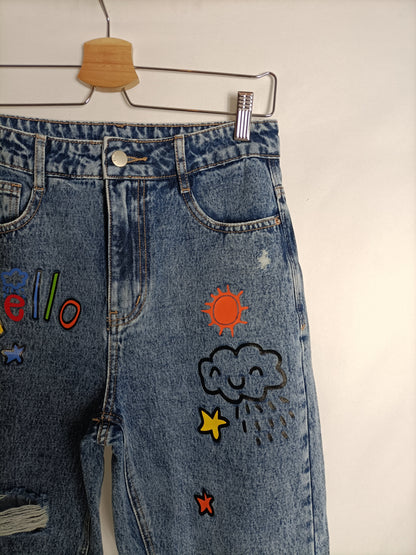 SHEIN. Pantalón parches denim T.s