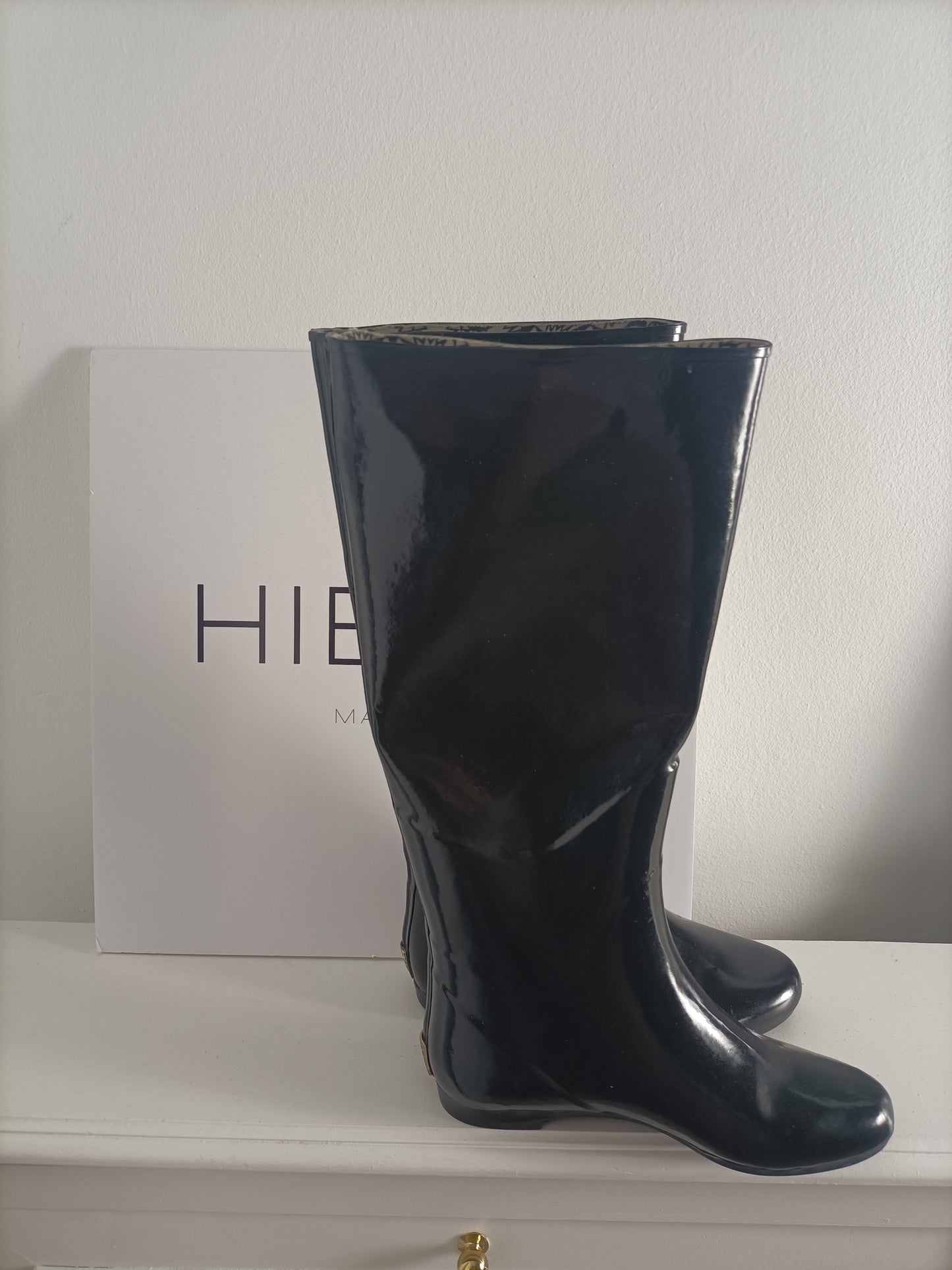 GIOSEPPO. Black rain boots, size 38