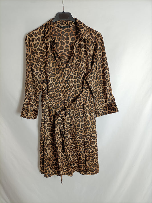 ZARA. Vestido camisero print T.m