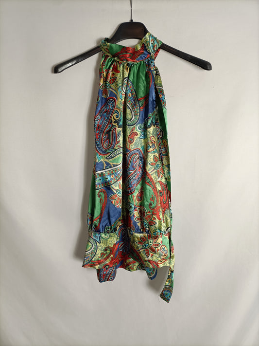 OTRAS. Blusa verde cuello halter Tu(S)