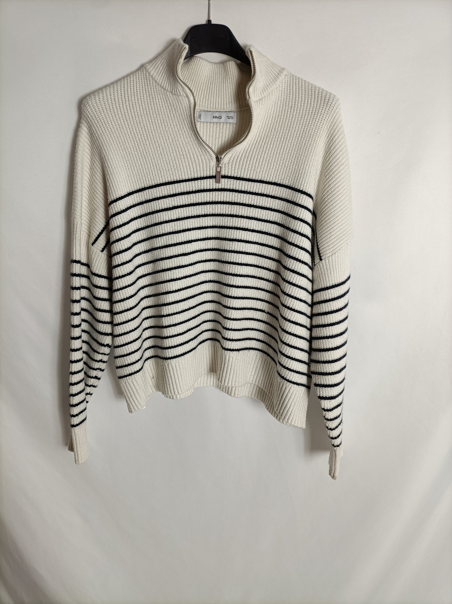 MANGO. Jersey rayas cremallera T.s