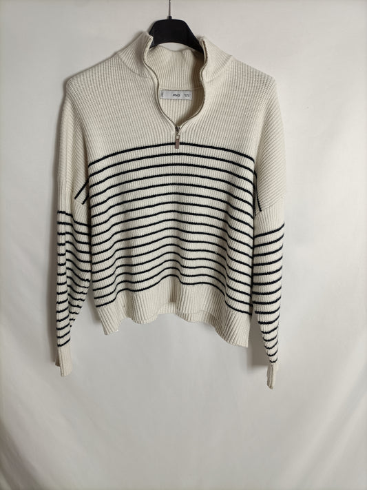 MANGO. Jersey rayas cremallera T.s