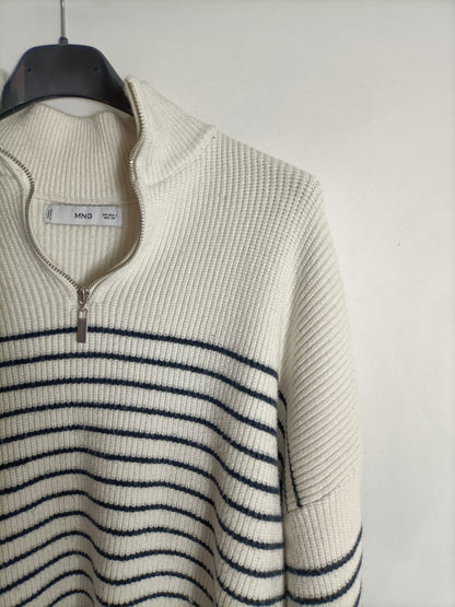 MANGO. Jersey rayas cremallera T.s