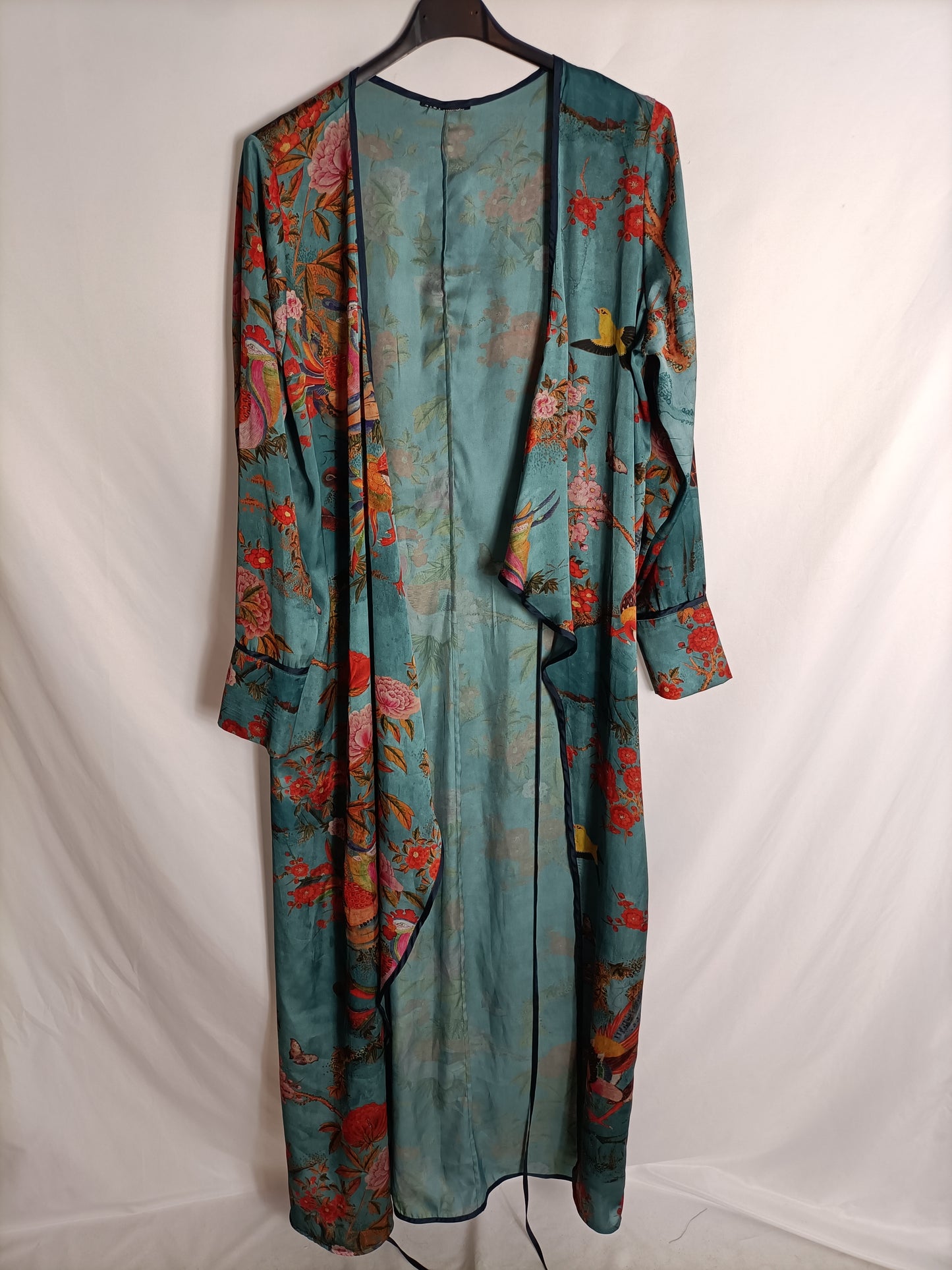 ZARA. Kimono azul pájaros TU(S)