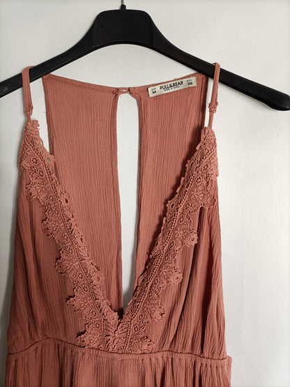 PULL&BEAR. Mono rosa encaje T.m