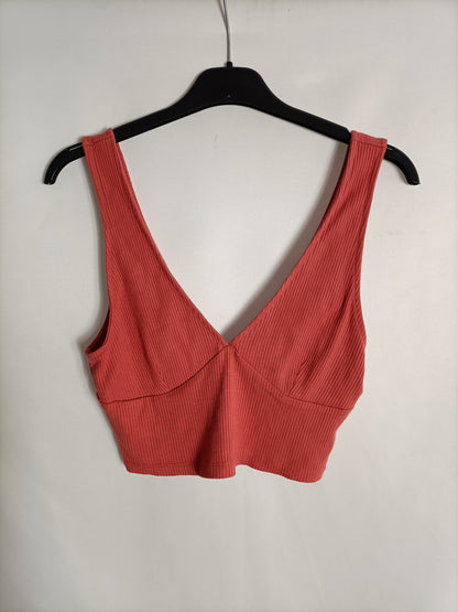 FOREVER21. Croptop canalé salmón T.m