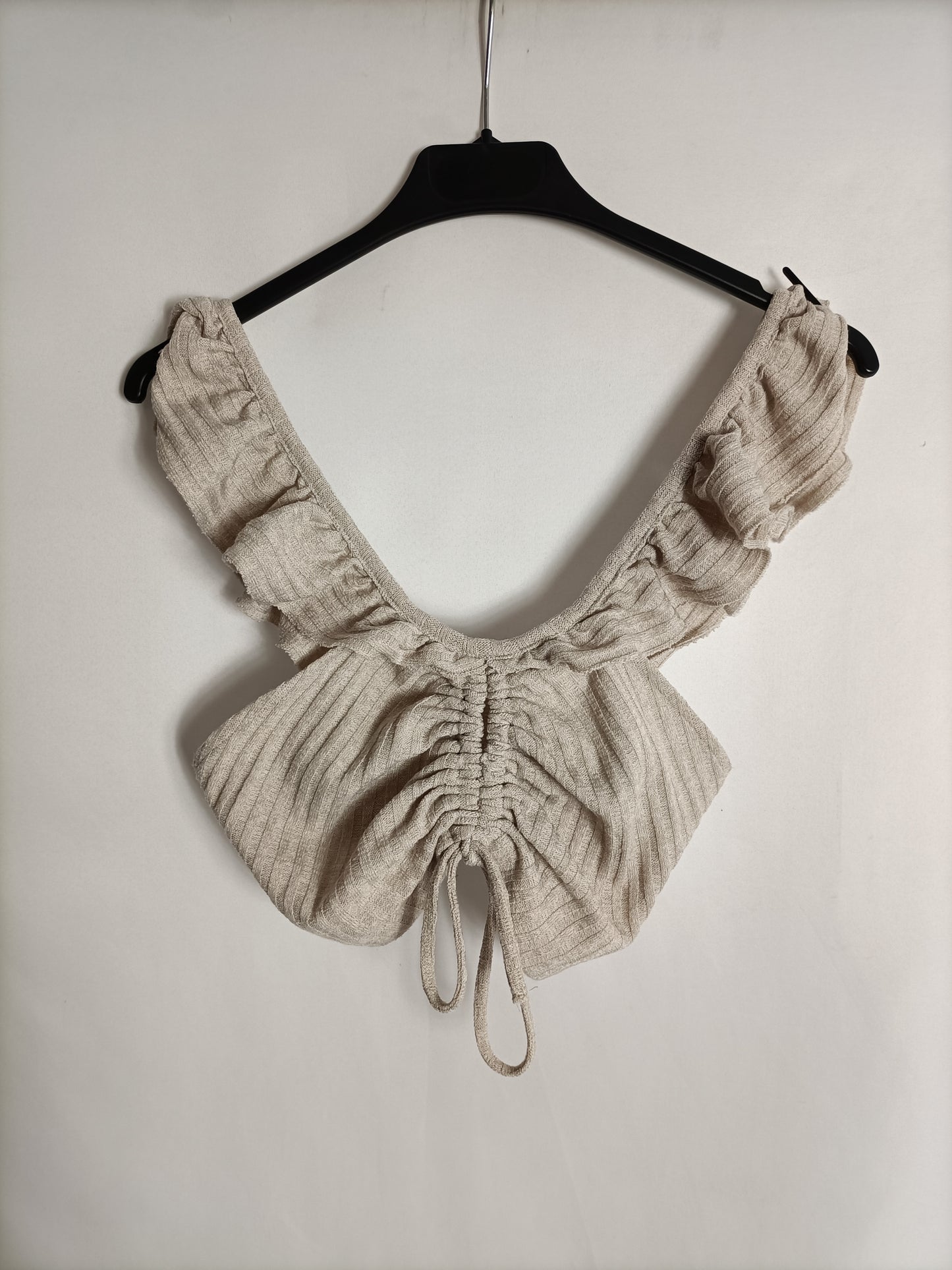 ZARA. Croptop beige canalé T.s