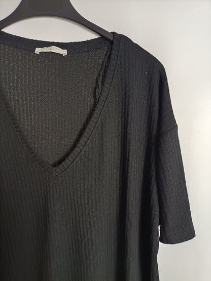 ZARA. Black fluid T-shirt Tm
