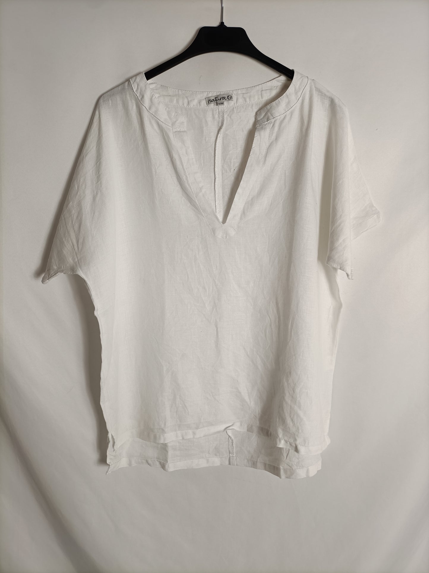 NATURA. Blusa blanca lino T.s/m