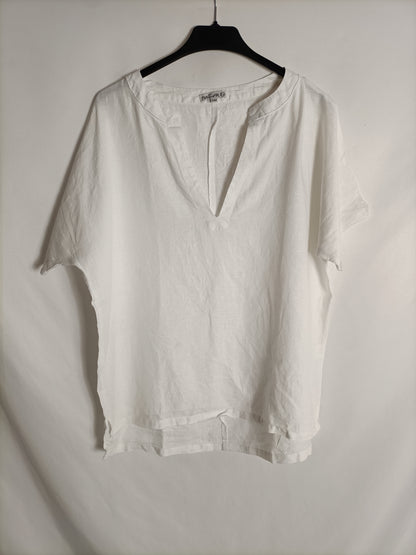 NATURA. Blusa blanca lino T.s/m
