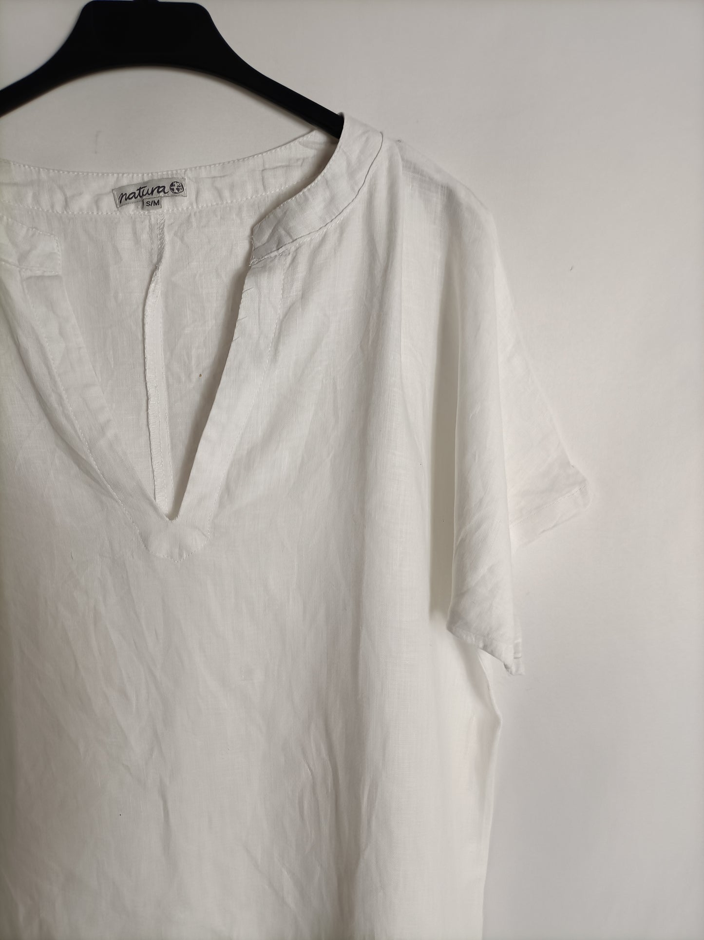 NATURA. Blusa blanca lino T.s/m