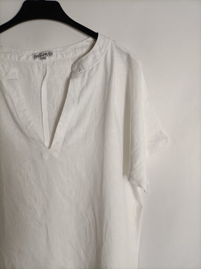 NATURA. Blusa blanca lino T.s/m