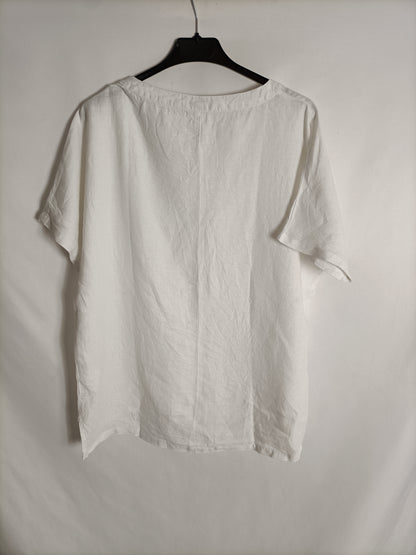 NATURA. Blusa blanca lino T.s/m