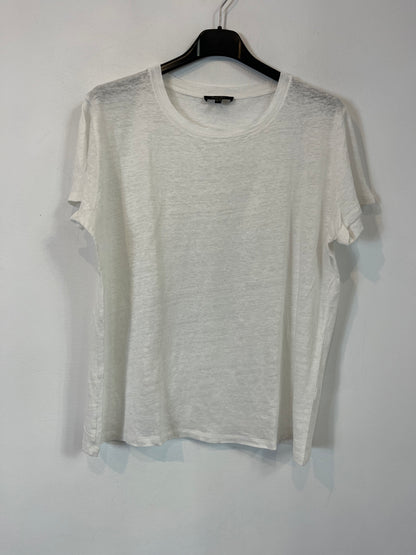 MASSIMO DUTTI. Camiseta blanca textura. T M