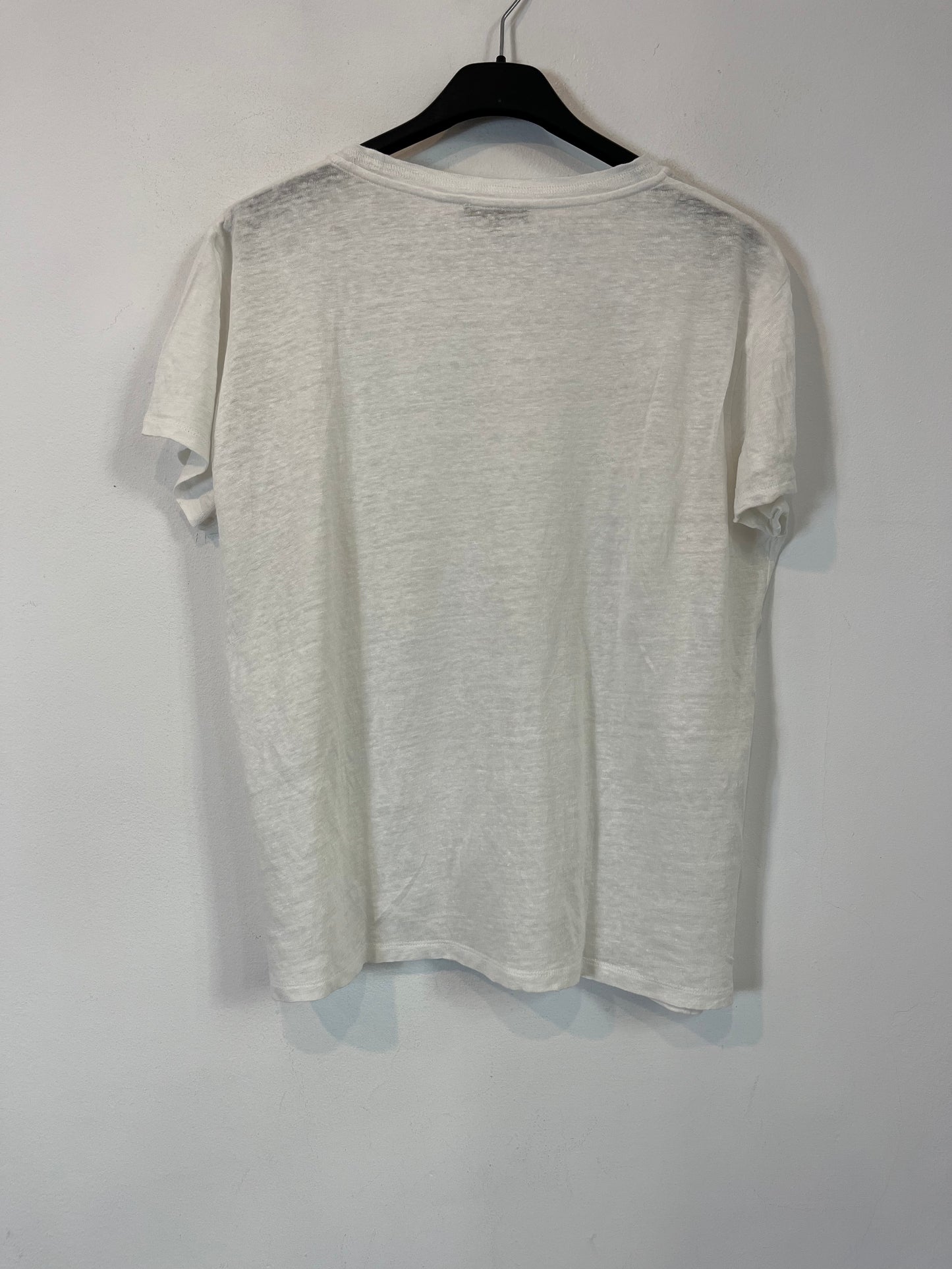 MASSIMO DUTTI. Camiseta blanca textura. T M