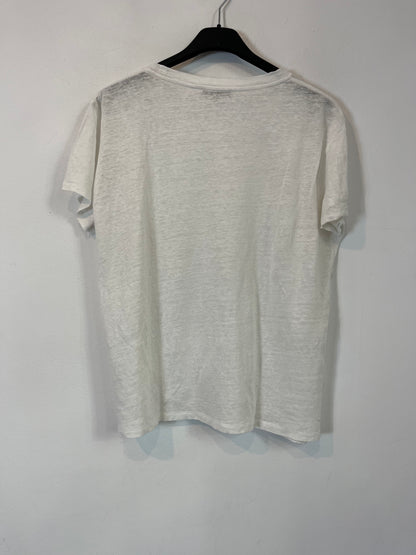 MASSIMO DUTTI. Camiseta blanca textura. T M