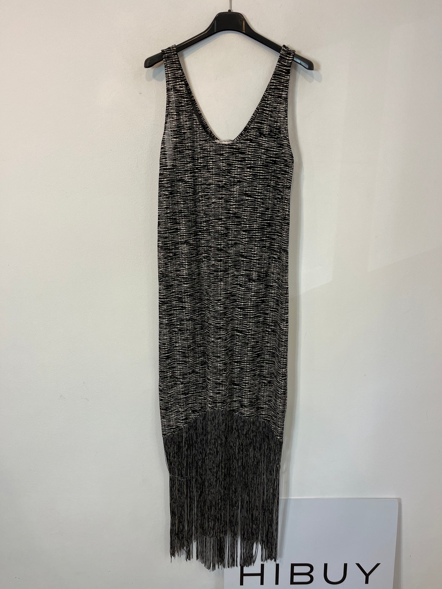 ZARA. Vestido midi flecos. T S