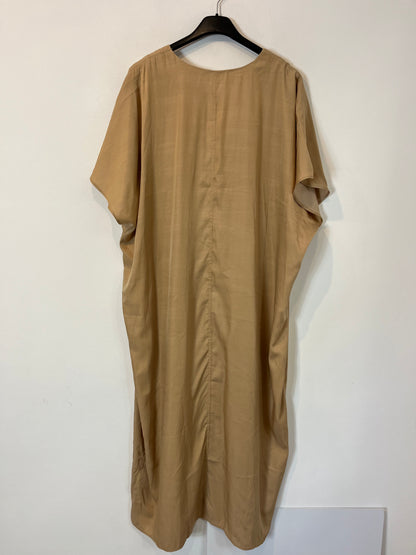 H&M. Vestido beige tostado satinado. T S