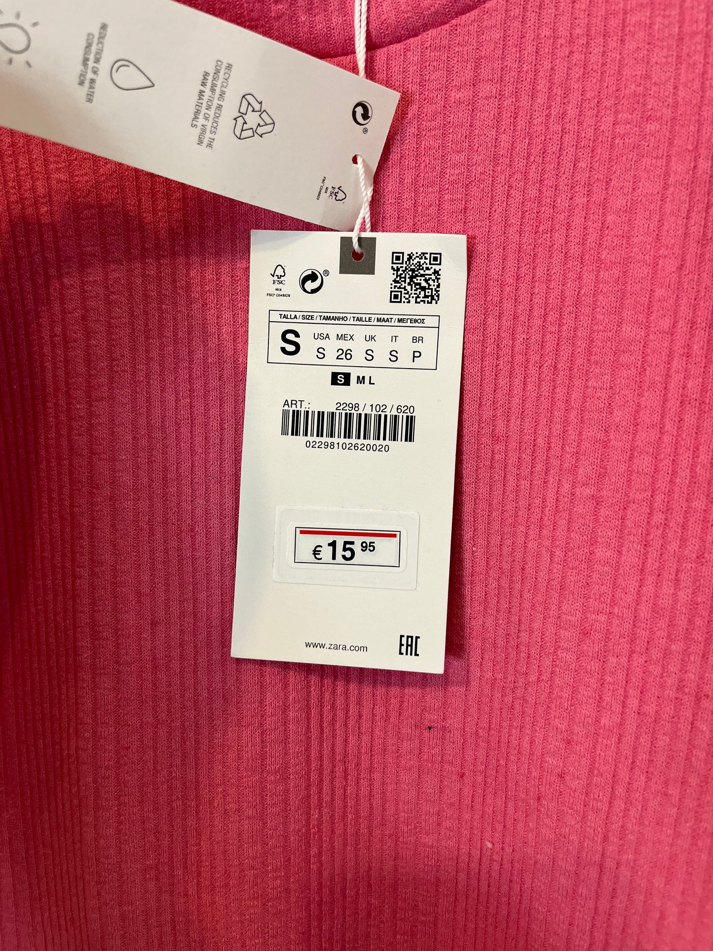 ZARA. Top rosa volantes con algodón. T S