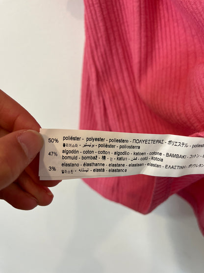 ZARA. Top rosa volantes con algodón. T S