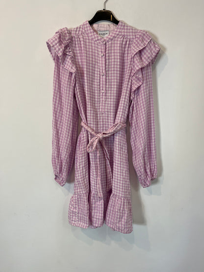 FRNCH. Vestido corto rosa cuadros. T XS