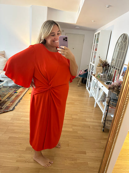 ASOS. Vestido rojo nudo T.54