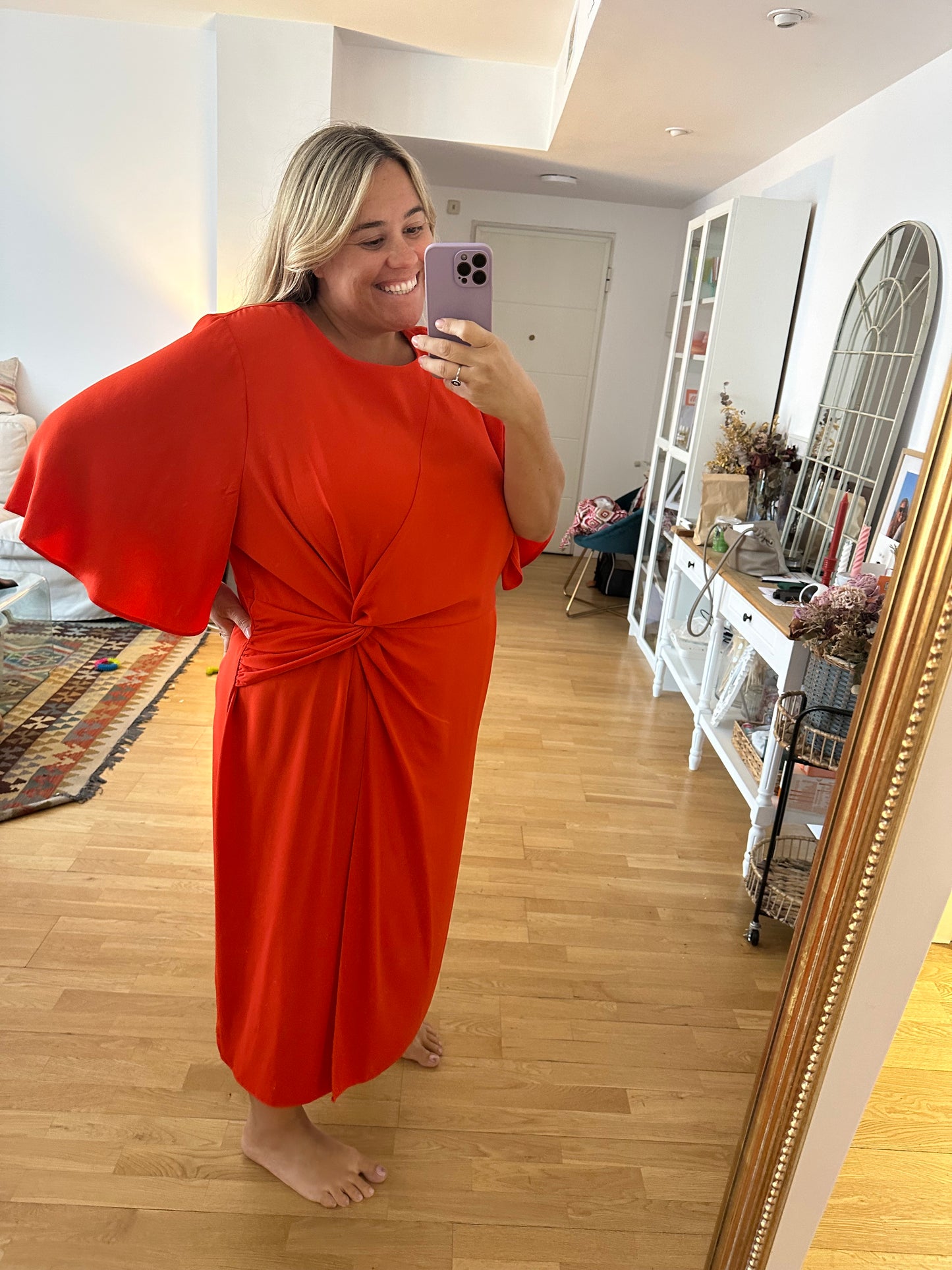 ASOS. Vestido rojo nudo T.54