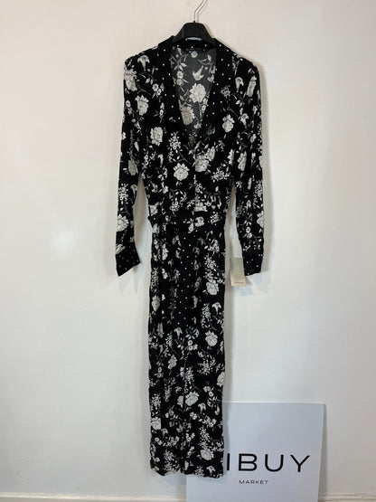 ZARA. Mono negro estampado flores. T S