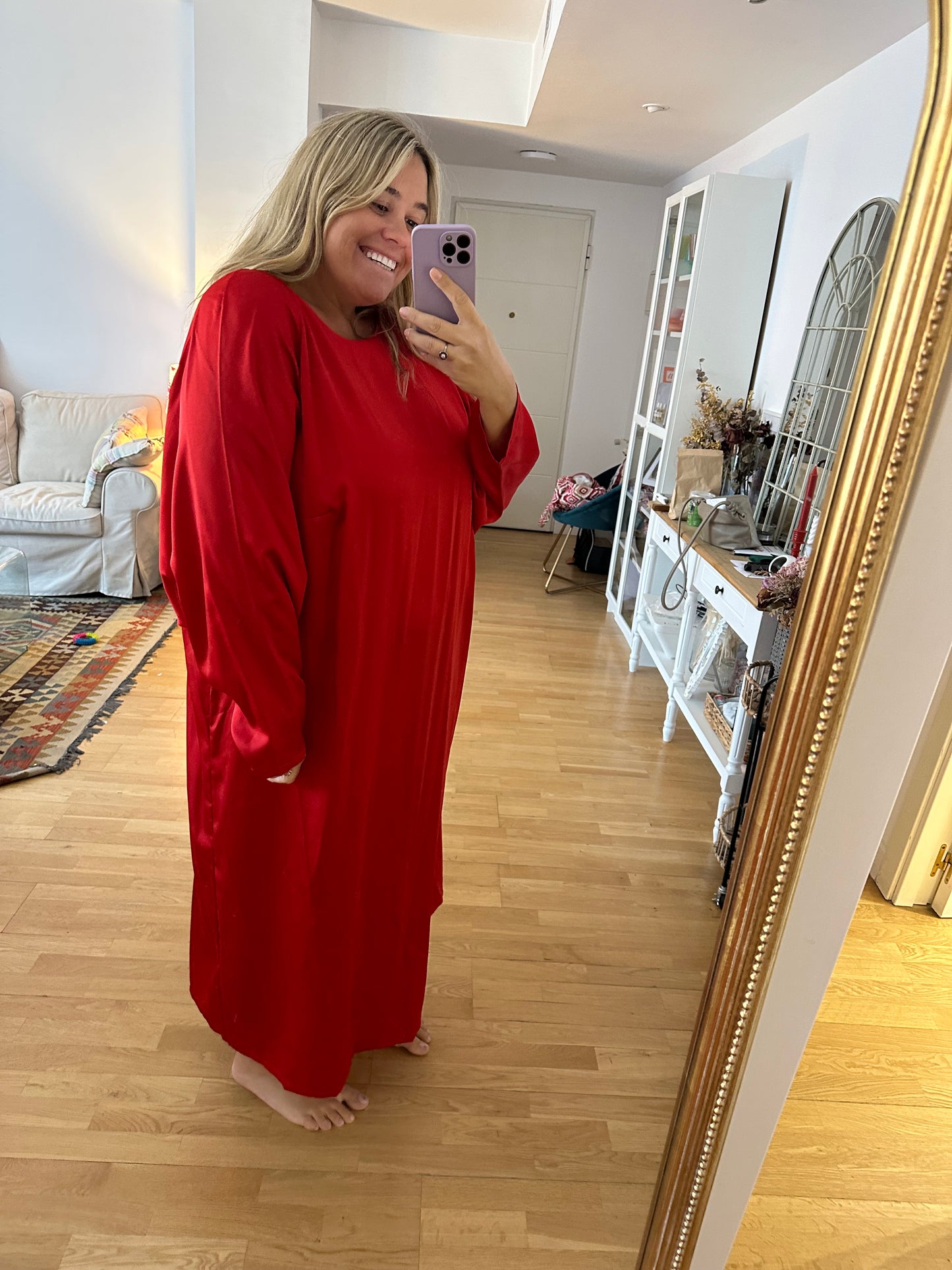 H&amp;M. Red satin dress S.3xl