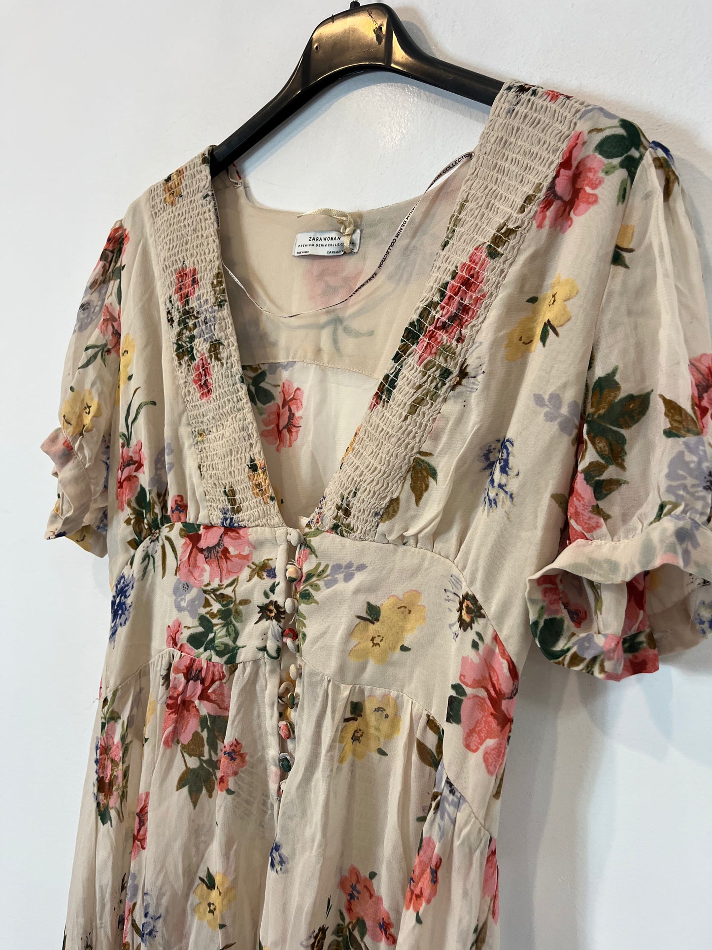 ZARA. Kaftán/Kimono estampado flores. T XS