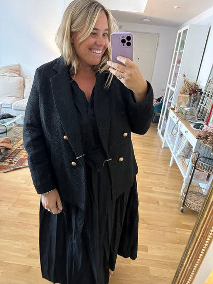 NEW LOOK CURVES. Black tweed blazer T.52
