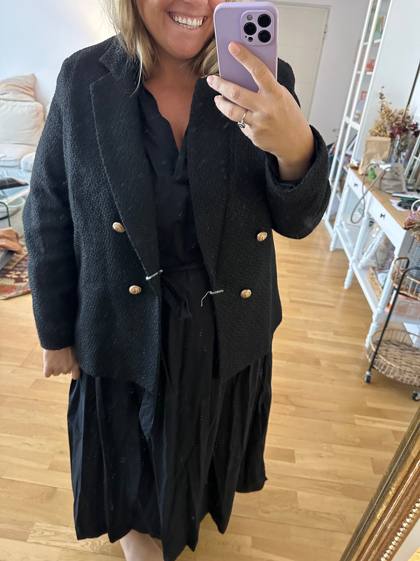 NEW LOOK CURVES. Black tweed blazer T.52