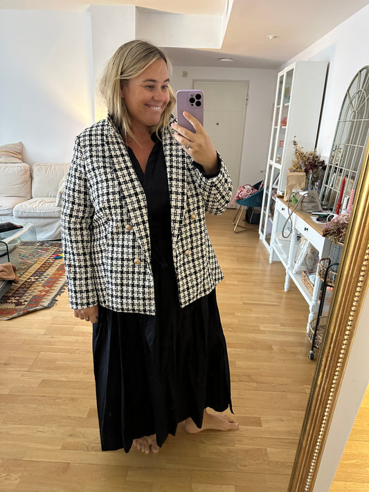 NEW LOOK CURVES. Blazer tweed cuadros T.52