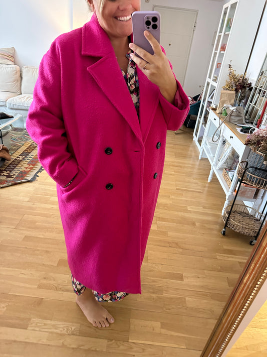 PRIMARK. Abrigo paño rosa T.46