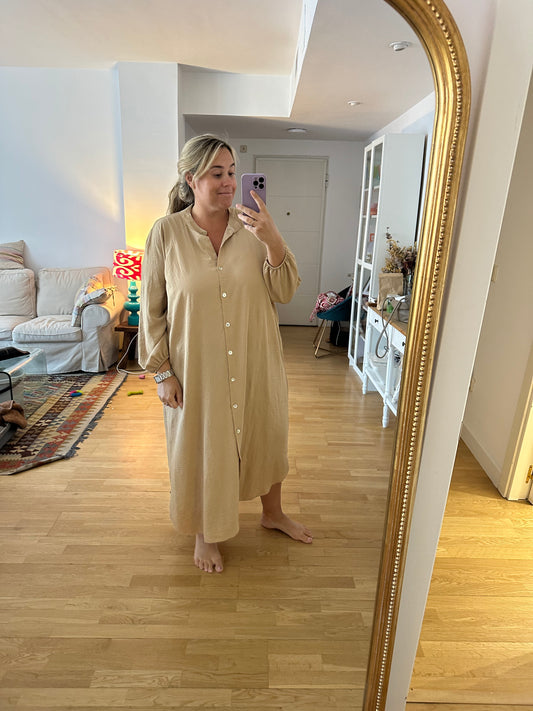 BUGANVILIA. Vestido camisero beige T.u(xxl)