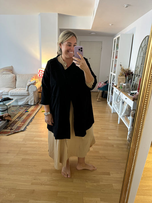 H&M. chaqueta antelina negra T.52