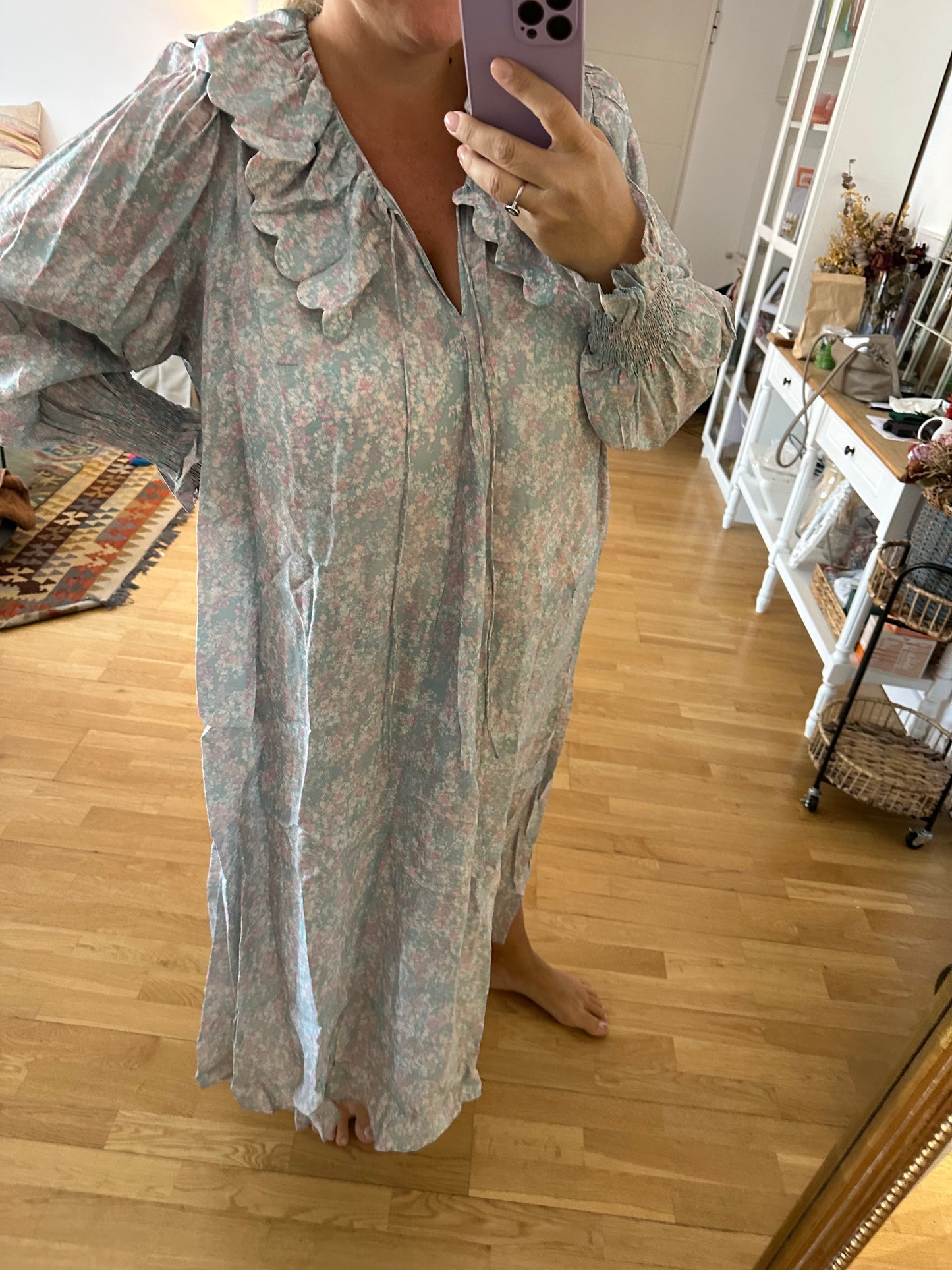 H&M. Vestido flores tonos pastel T.xxl