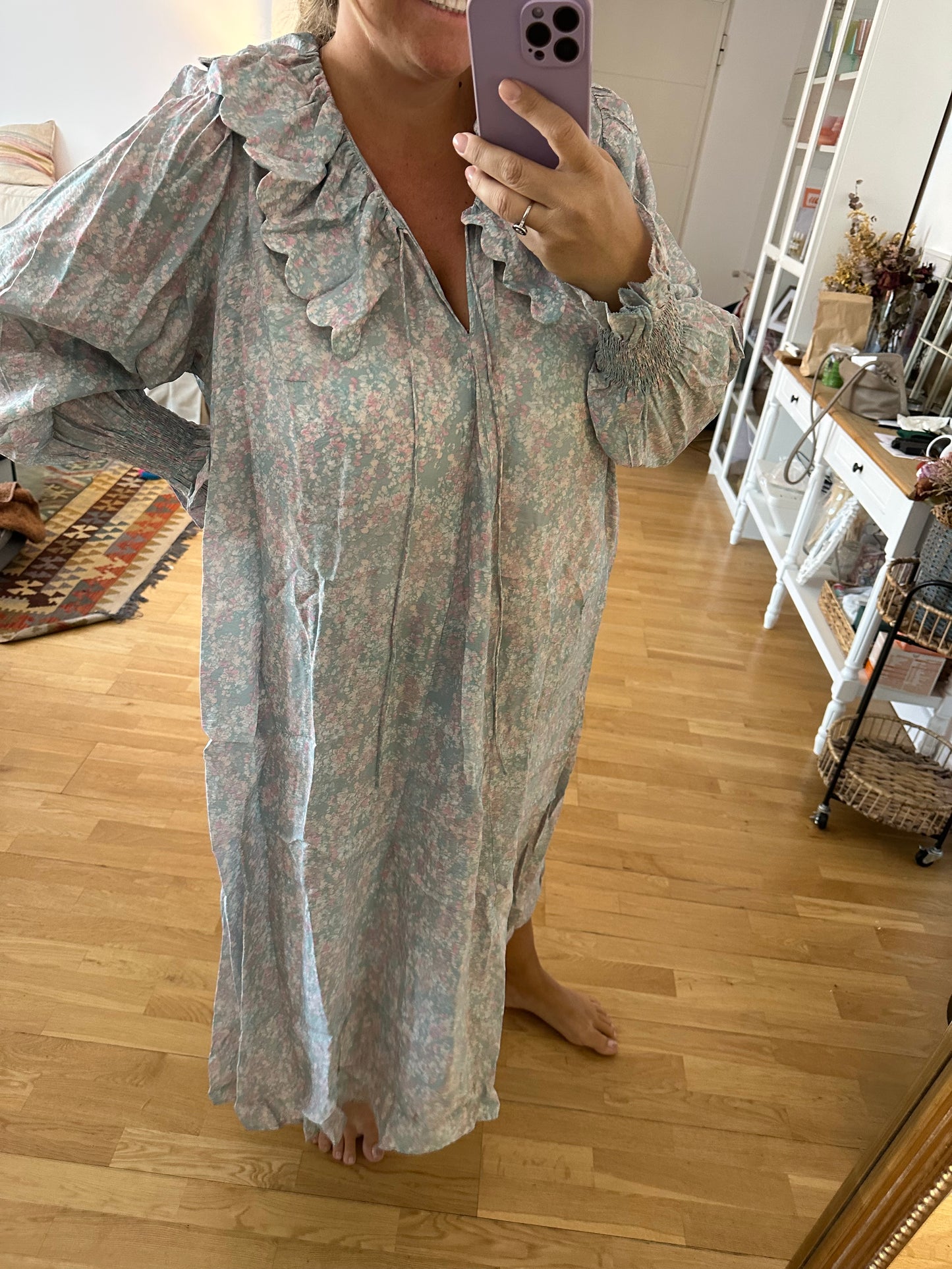 H&M. Vestido flores tonos pastel T.xxl