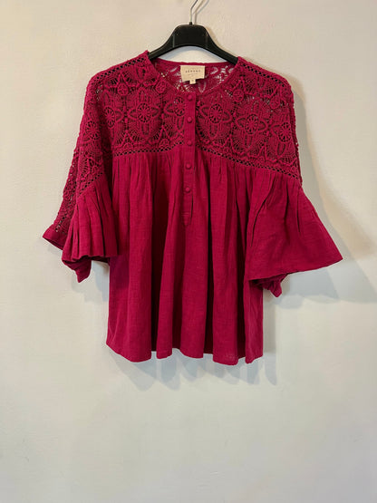 SÉZANE. Blusa rosa croché. T 36