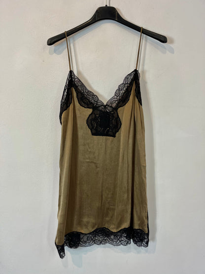 ZARA. Top lencero verde encaje. T M