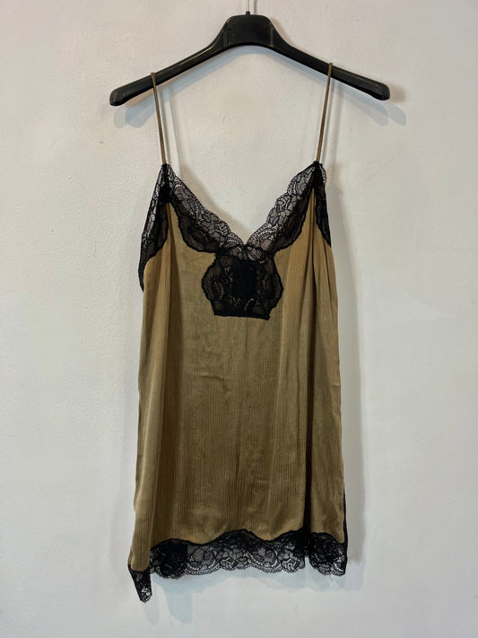 ZARA. Top lencero verde encaje. T M