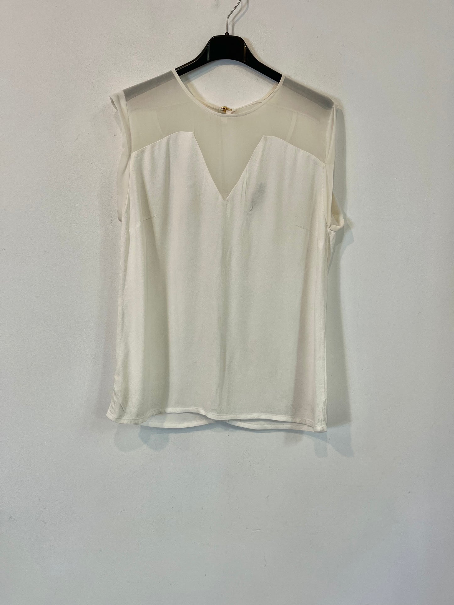 SANDRO. Top blanco esote semi transparente. T 3 (M/L)