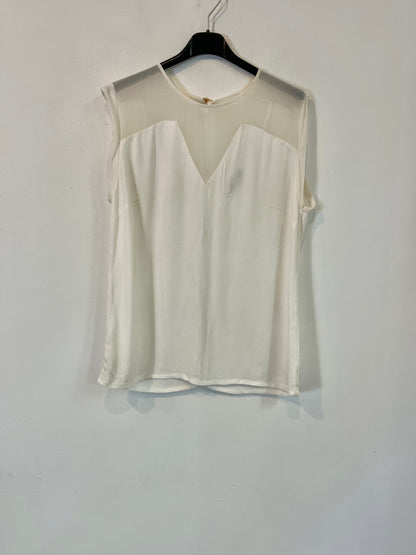 SANDRO. Top blanco esote semi transparente. T 3 (M/L)