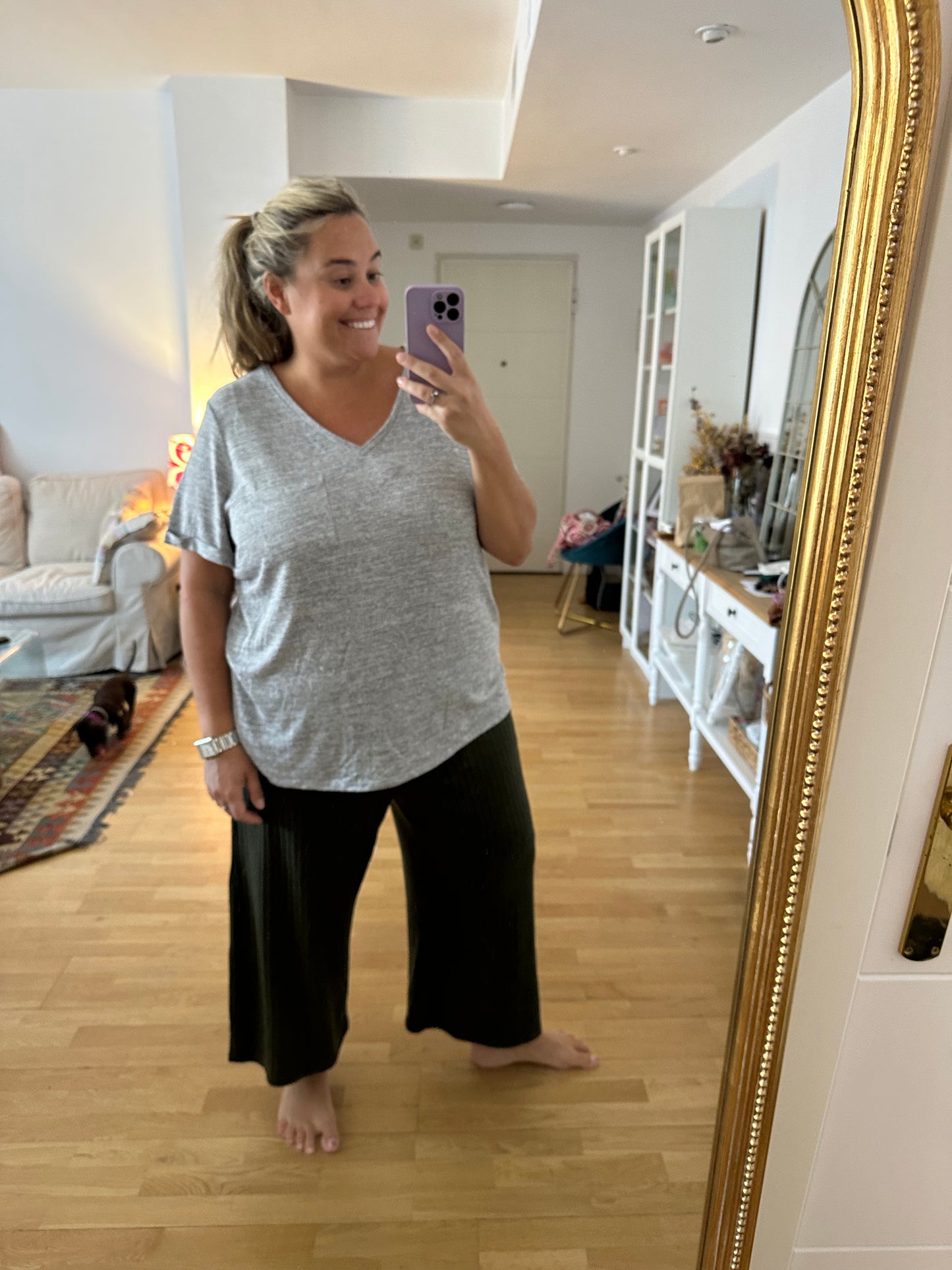 NEW LOOK. Camiseta gris jaspeada T.54